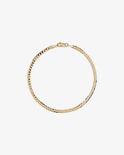 23cm (22") 3mm Width Solid Flat Bevelled Curb Bracelet in 10kt Yellow Gold