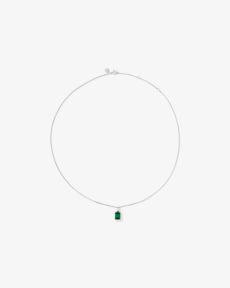 Ensemble pendentif et boucles d'oreilles pendantes en émeraude créée taille émeraude en argent sterling