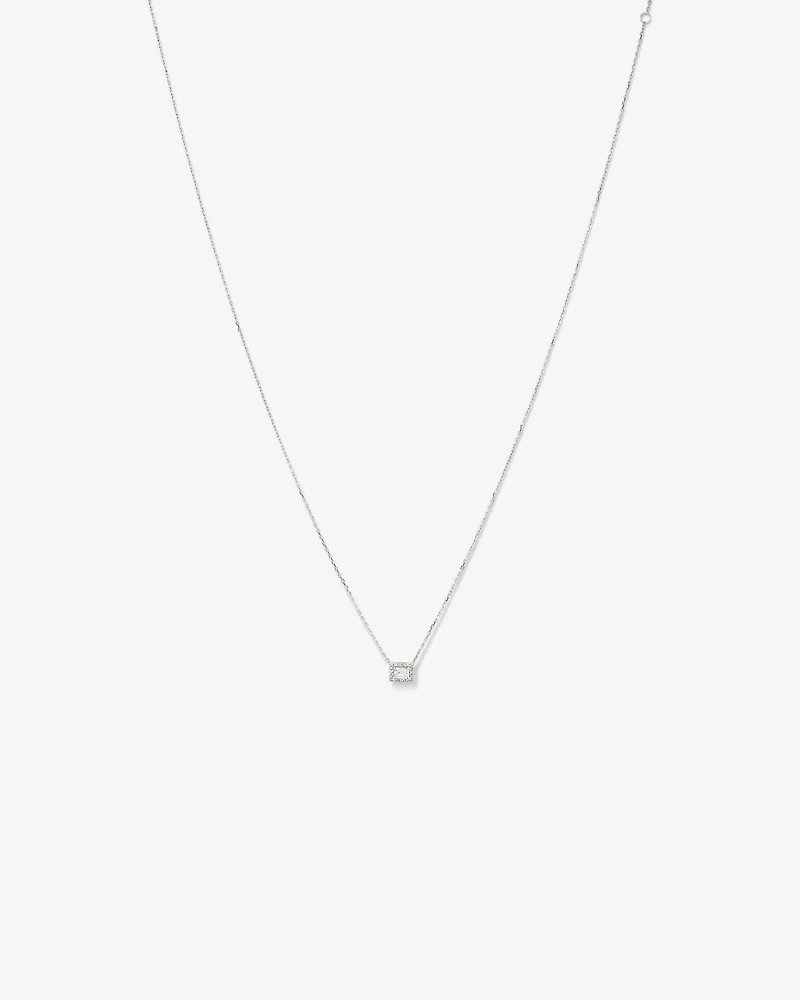 0.23 Carat TW Emerald Diamond Halo Pendant in 10kt White Gold