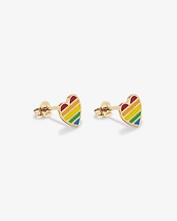 Heart Stud Earrings in 18Kt Vermeil with Enamel