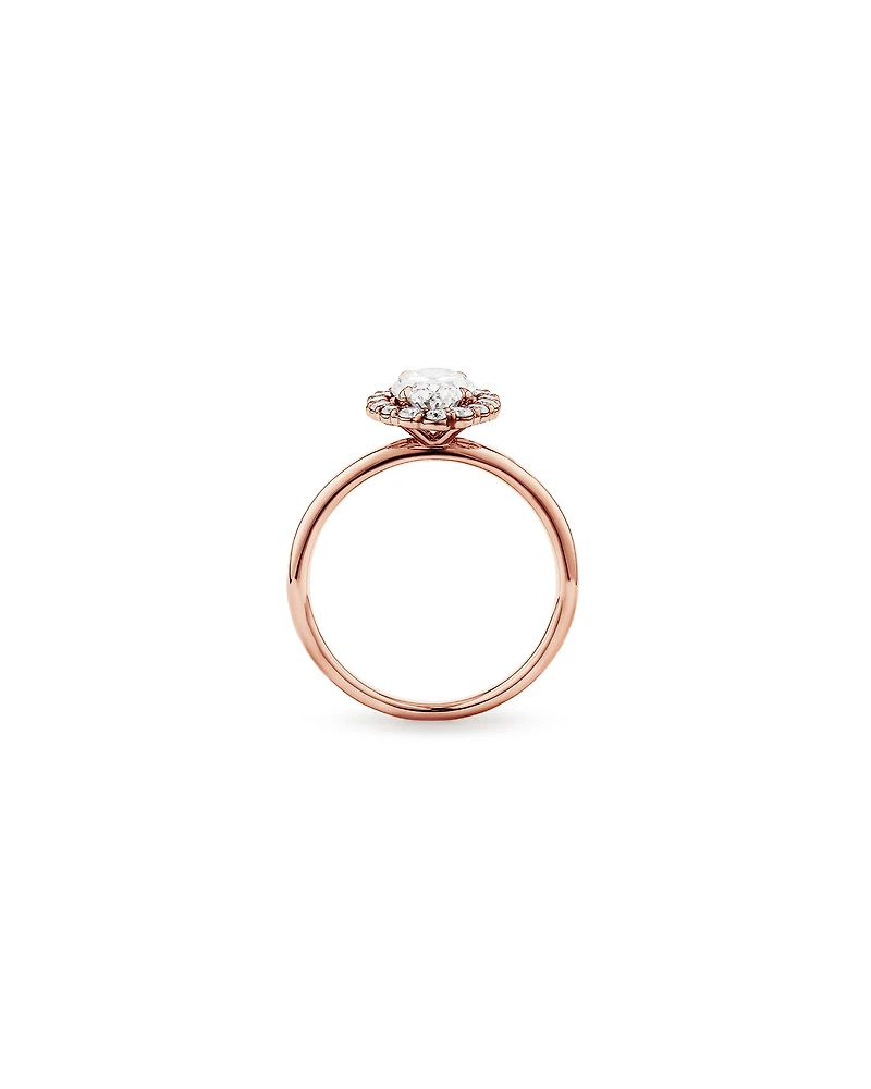 1.46 Carat TW Oval Cut Laboratory-Grown Diamond Halo Engagement Ring in 14kt Rose Gold