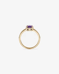 Emerald Cut Amethyst and Diamond Halo Ring 10kt Yellow Gold