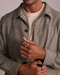 0.75 Carat TW Two-Tone Black and White Diamond Pave Men's Signet Ring in 10kt Yellow and White Gold