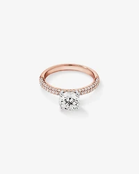 1.95 Carat TW Round Brilliant Laboratory-Grown Diamond Solitaire Side Accent Engagement Ring 14kt Rose and White Gold