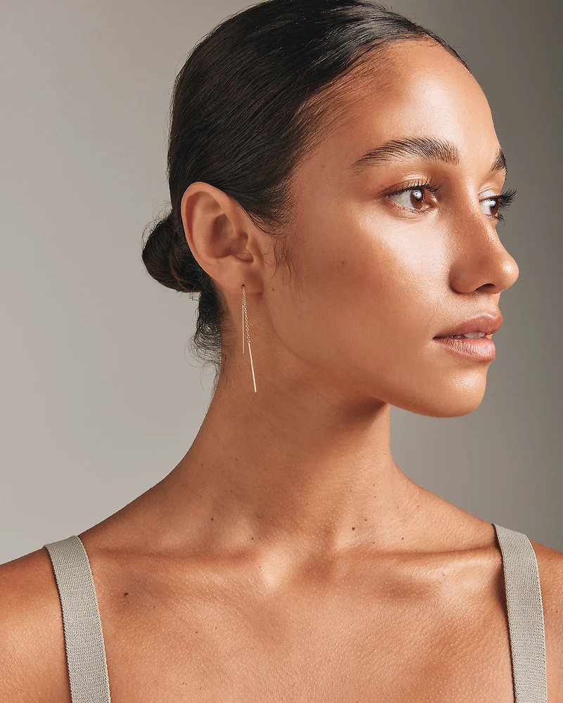 93mm Bar Threader Earrings in 10kt Yellow Gold