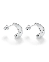 Polished Small Half Hoop Dome Stud Earrings in Sterling Silver