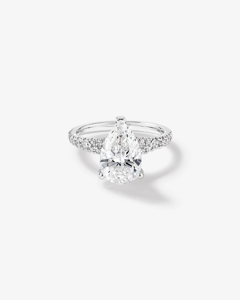 3.50 Carat TW Pear Cut Laboratory-Grown Diamond Engagement Ring 18kt White Gold