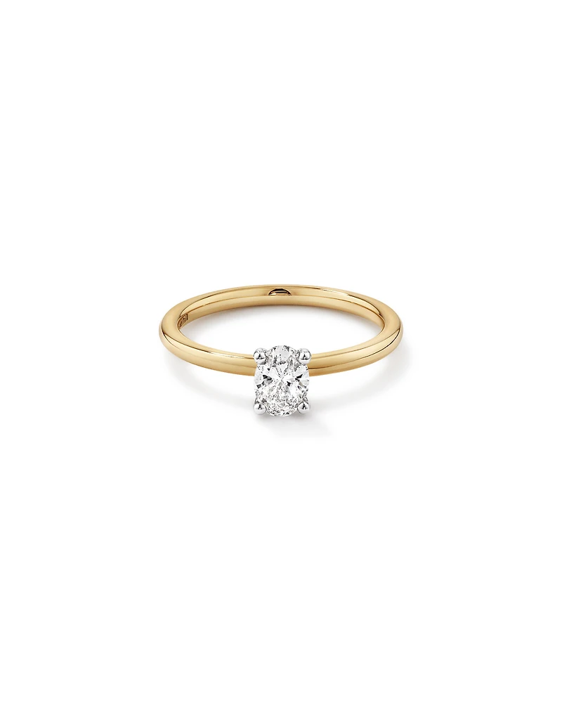 0.50 Carat TW Certified Oval Solitaire Engagement Ring in 18kt Yellow & White Gold