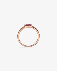 Emerald Cut Pink Created Sapphire East-to-West Set Bezel Ring 10kt Rose Gold