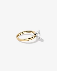 Bague de fiançailles en diamant solitaire taille laboratoire ovale 1,50 carat or jaune et blanc 14 carats