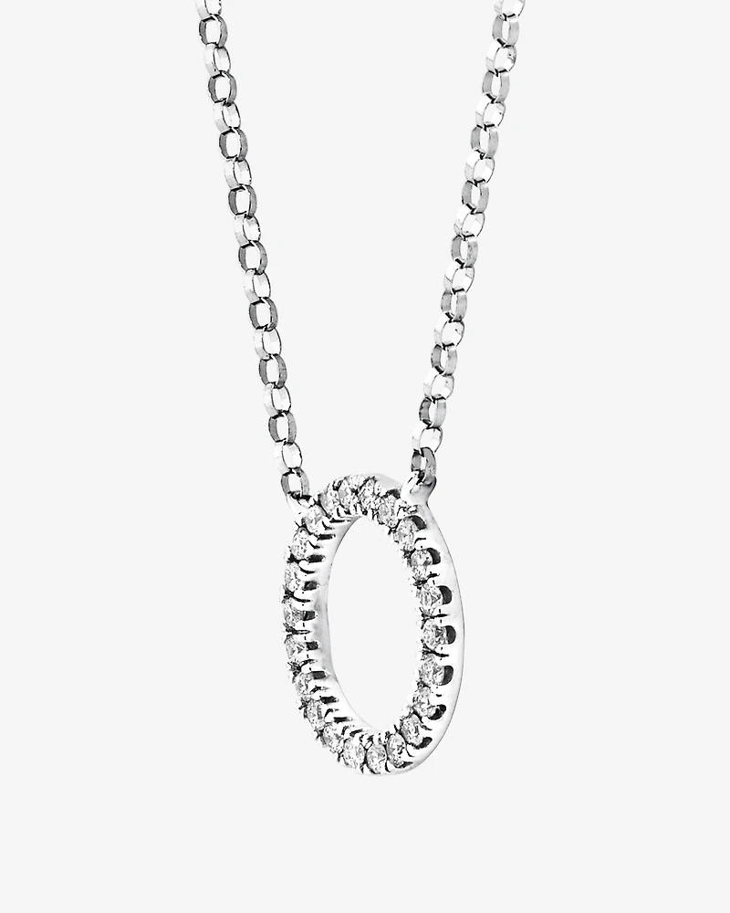 O Initial Necklace with 0.10 Carat TW of Diamonds in 10kt White Gold