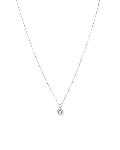 Round Brilliant Cubic Zirconia Halo Pendant Necklace in Sterling Silver
