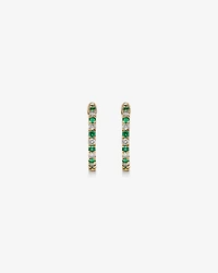 Boucles d'oreilles créoles 0,22 carat TW en diamants et émeraudes créées en or jaune 10 kt