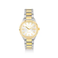 Montre Quartz Pour Femmes Deux Tons De 0,40 Carat Tw Diamant En Acier Inoxydable Ton Or Jaune
