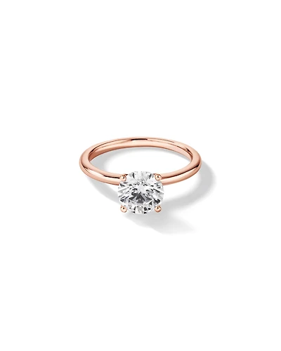 Bague de fiançailles solitaire ronde en diamant brillant de laboratoire TW de 1,50 carat en or rose 14 carats