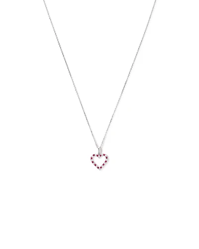 Heart Necklace with Created Ruby & 0.16 Carat TW of Diamonds in Sterling Silver