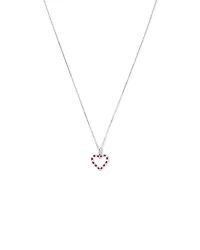 Heart Necklace with Created Ruby & 0.16 Carat TW of Diamonds in Sterling Silver