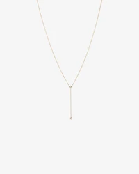 0.14 Carat TW Round Brilliant Diamond Bezel Set Lariat Necklace in 10kt Yellow Gold