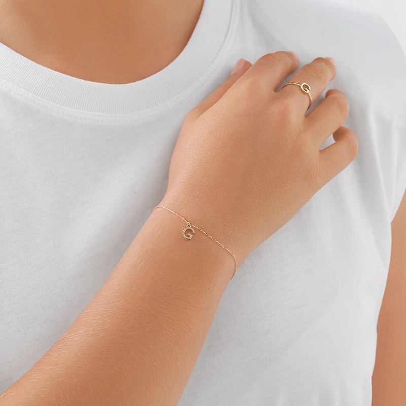 19cm (7.5") Initial Bracelet in 10kt Yellow Gold