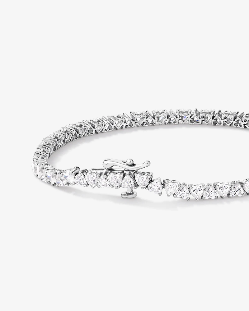 6.60 Carat TW Laboratory-Grown Diamond Heart Tennis Bracelet in 10kt White Gold