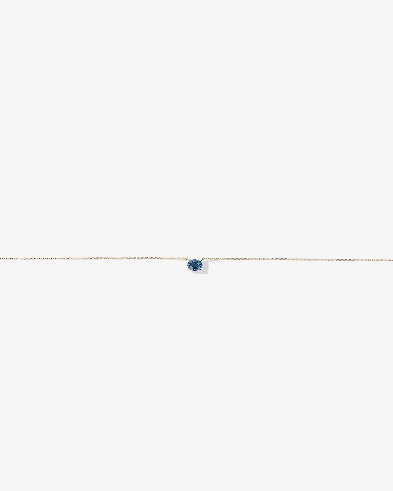 Oval East-West London Blue Topaz Necklace in 10kt Yellow Gold