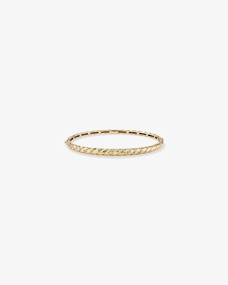 Diamond-Cut Crossaint Bangle in 10kt Yellow Gold