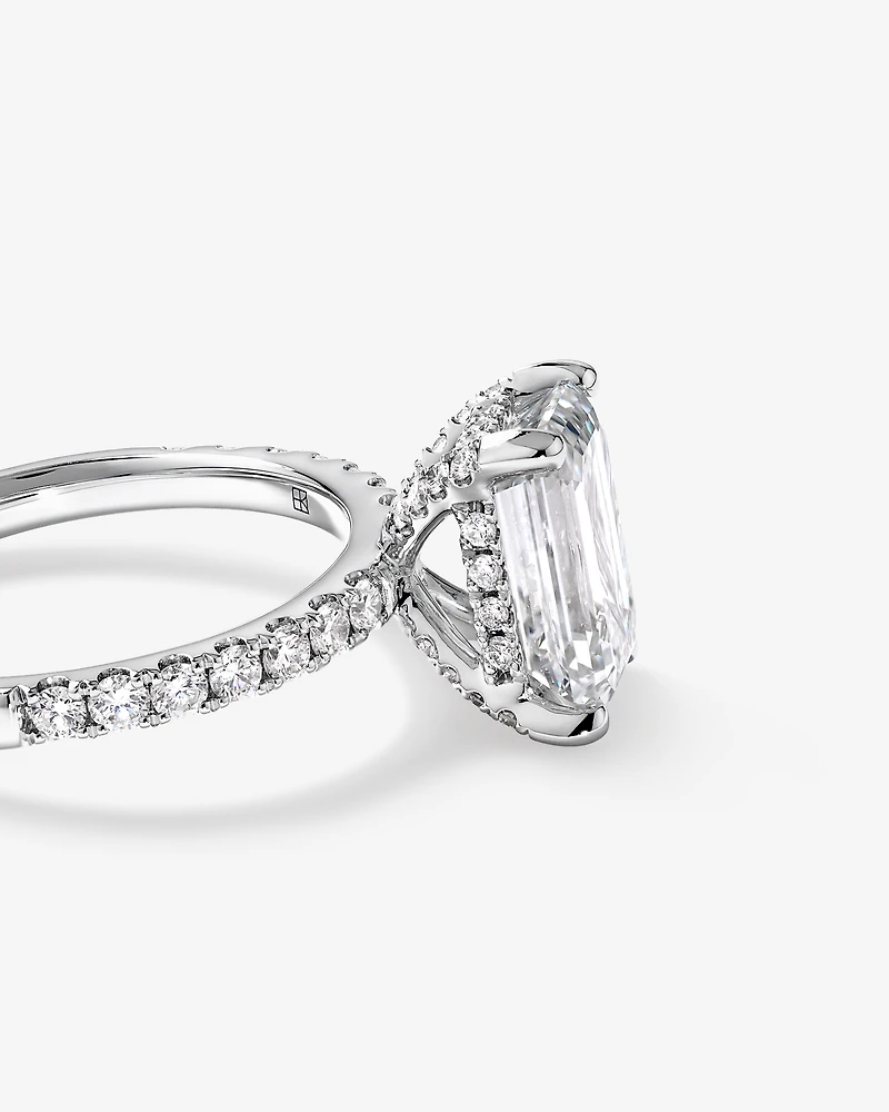3.50 Carat TW Emerald Cut Laboratory-Grown Diamond Engagement Ring in 18kt White Gold