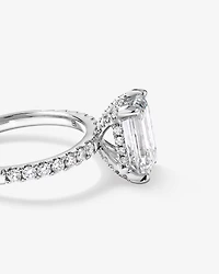 3.50 Carat TW Emerald Cut Laboratory-Grown Diamond Engagement Ring in 18kt White Gold