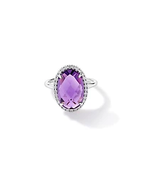 Oval Amethyst & 0.35 Carat TW Diamond Halo Ring 10kt White Gold