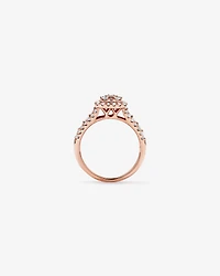 1.25 Carat TW Round Brilliant and Baguette Cluster Diamond Ring 14kt Rose Gold