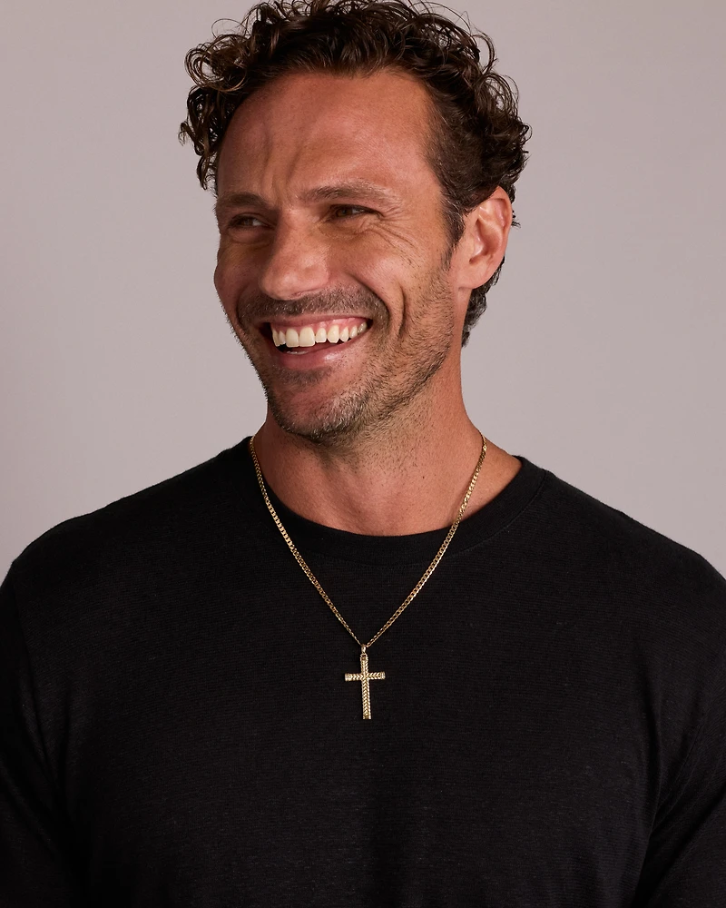 Textured Cross Pendant in 10kt Yellow Gold