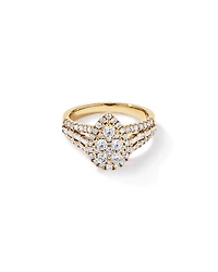 1.25 Carat TW Round Brilliant and Baguette Cluster Diamond Ring 14kt Yellow Gold