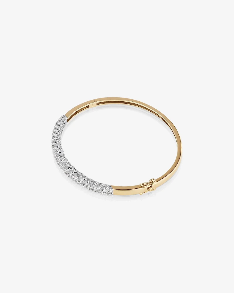 Hinged Bangle with 2 Carat TW of Diamonds 14kt Yellow & White Gold