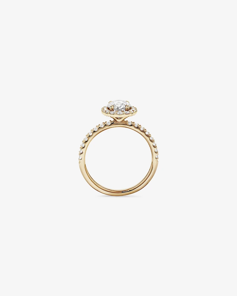 1.78 Carat TW Oval Laboratory-Grown Diamond Halo Engagement Ring in 14kt Yellow Gold