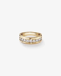 15 Carat TW Round Brilliant Half Bevelled Edge Channel Set Men's Ring 10kt Yellow Gold
