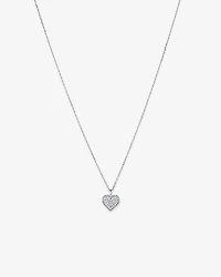 Cubic Zirconia Closed Heart Pendant Necklace in Sterling Silver