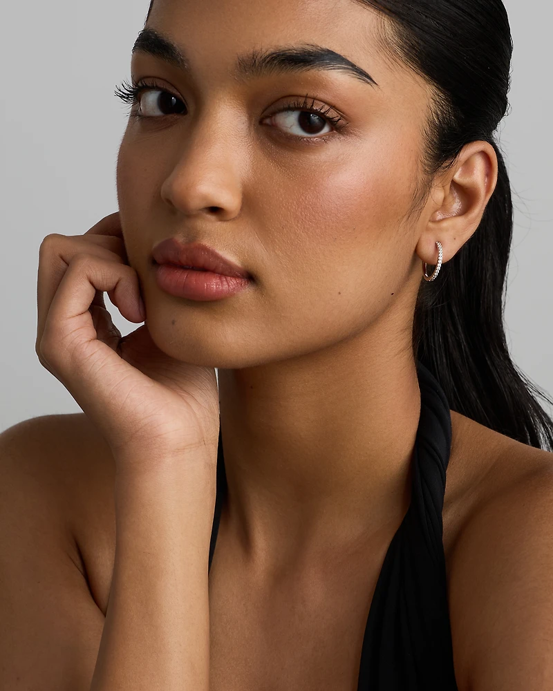 Boucles d’oreilles demi-créoles avec zircone cubique en argent sterling