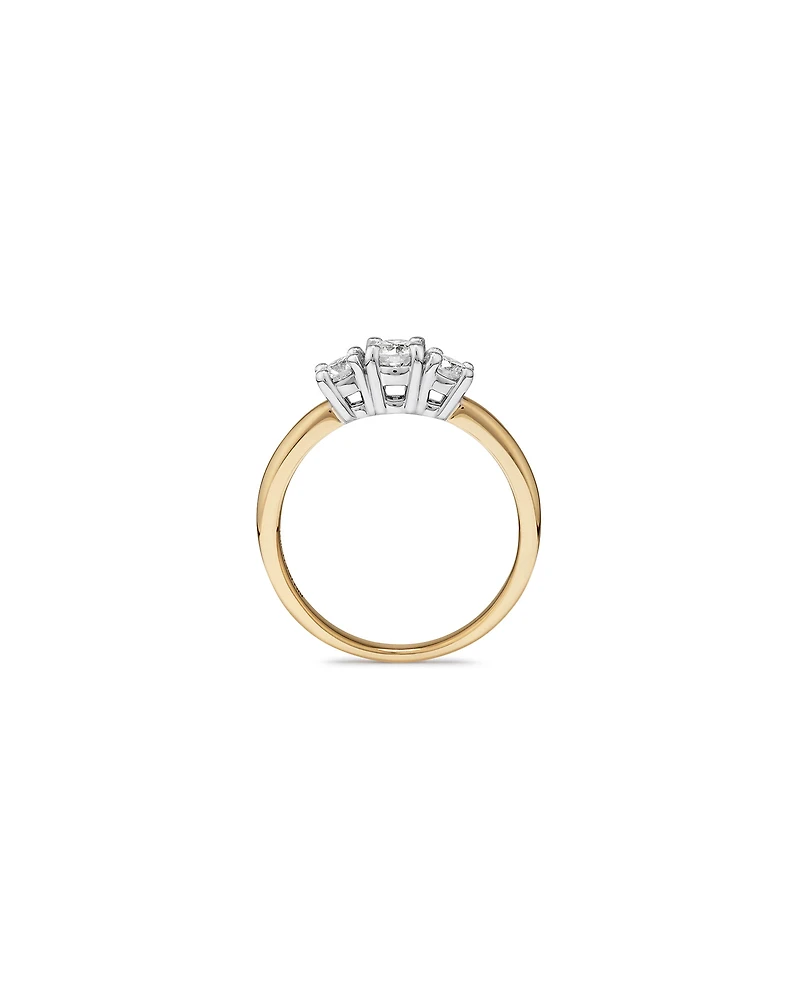 0.50 Carat TW Three Stone Round Brilliant Diamond Engagement Ring in 14kt Yellow and White Gold