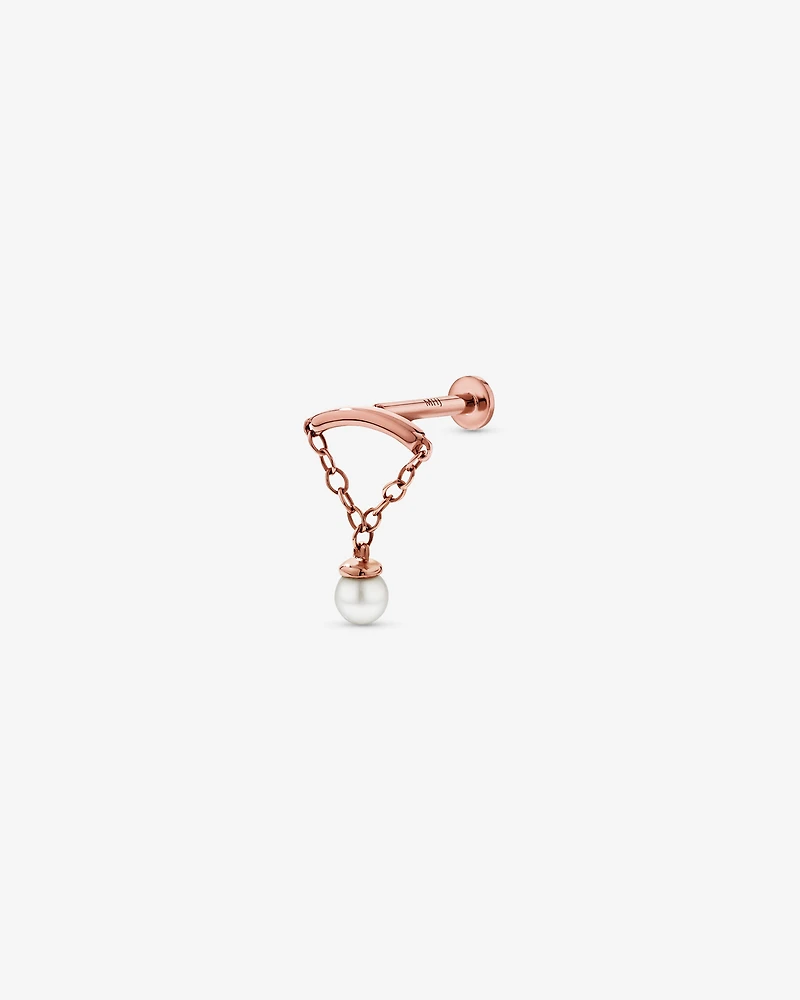 Cultured Freshwater Pearl Floating Single Helix in 10kt Rose Gold