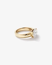 4.06 Carat TW East-West Oval Cut Laboratory-Grown Diamond Solitaire Ring 18kt Yellow Gold