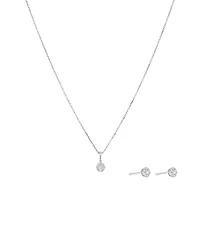 0.27 Carat TW Round Shape Laboratory-Grown Diamond Multistone Pendant & Stud Earrings Box Set in Sterling Silver