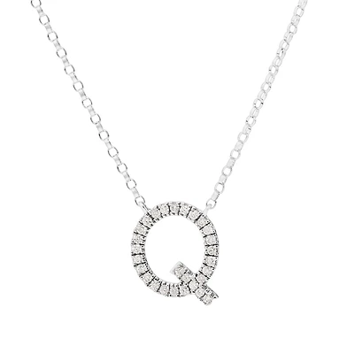 Q Initial Necklace with 0.10 Carat TW of Diamonds in 10kt White Gold
