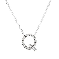 Collier à initiale Q en or blanc 10 K avec diamants totalisant 0,10 ct