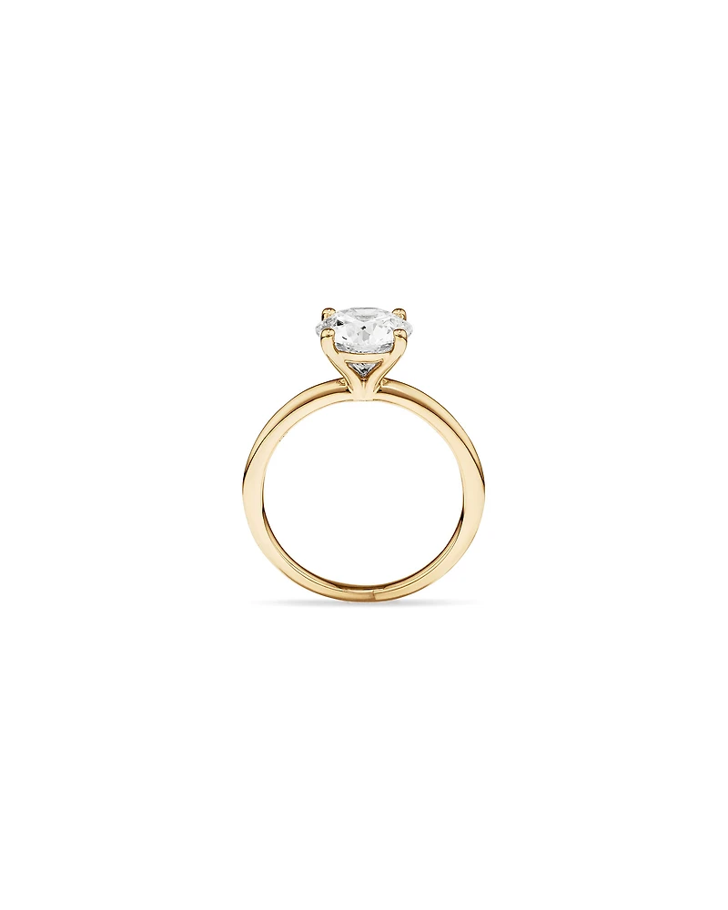 Bague de fiançailles solitaire ronde en diamant brillant de laboratoire TW de 2 carats en or jaune 14 carats