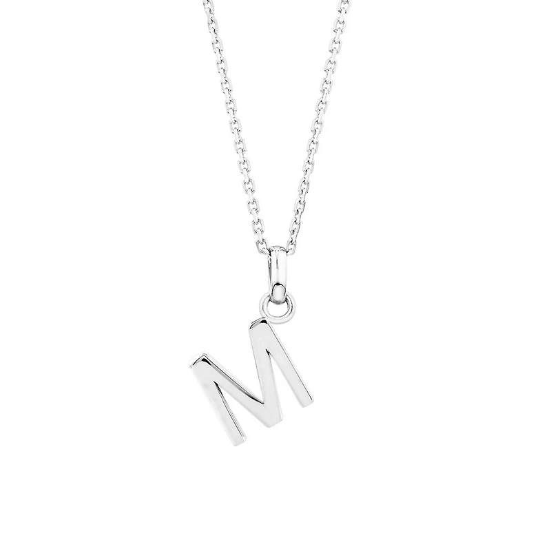 "M" Initial Pendant in Sterling Silver