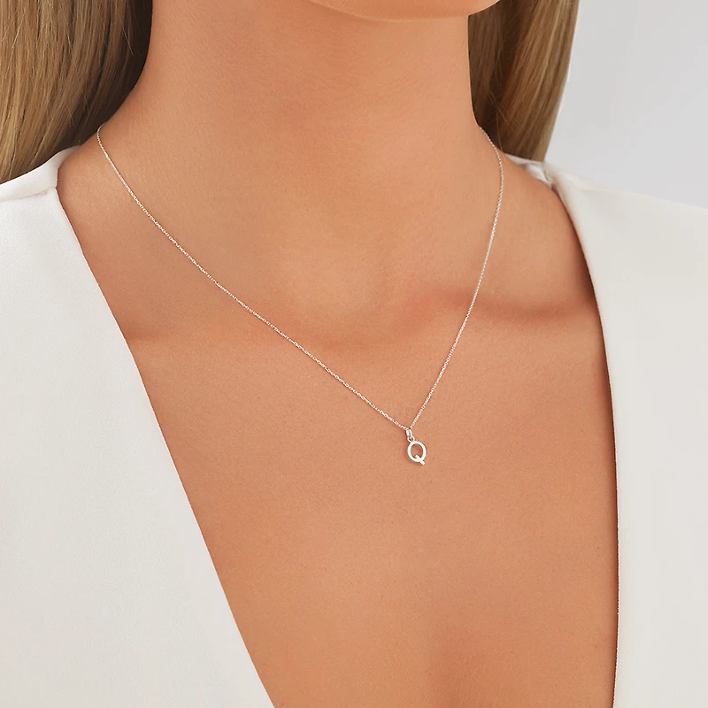 "Q" Initial Pendant in Sterling Silver