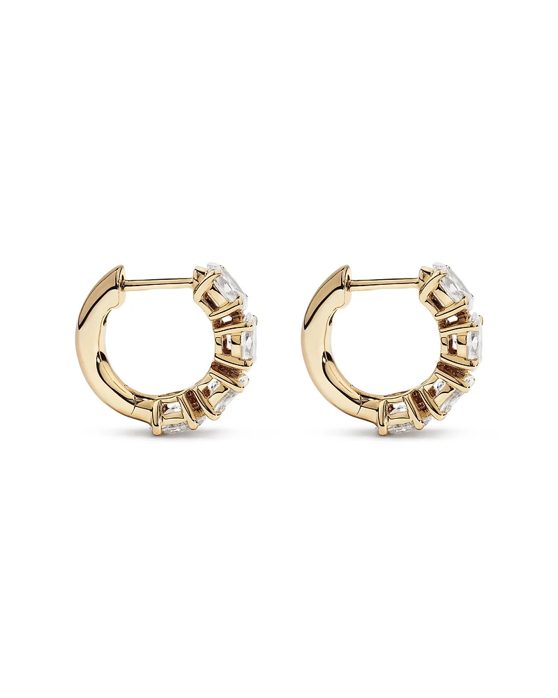 Boucles d’oreilles Huggie ovales en diamant cultivées en laboratoire de 2,00 carats en or jaune 10 carats