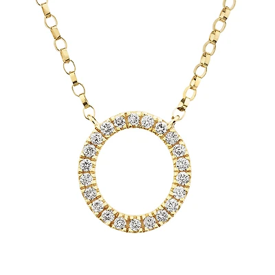 "O" Initial Necklace with 0.10 Carat TW of Diamonds in 10kt Yellow Gold