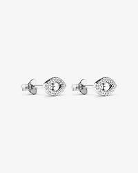 Evil Eye Stud Earrings with Cubic Zirconia in Sterling Silver