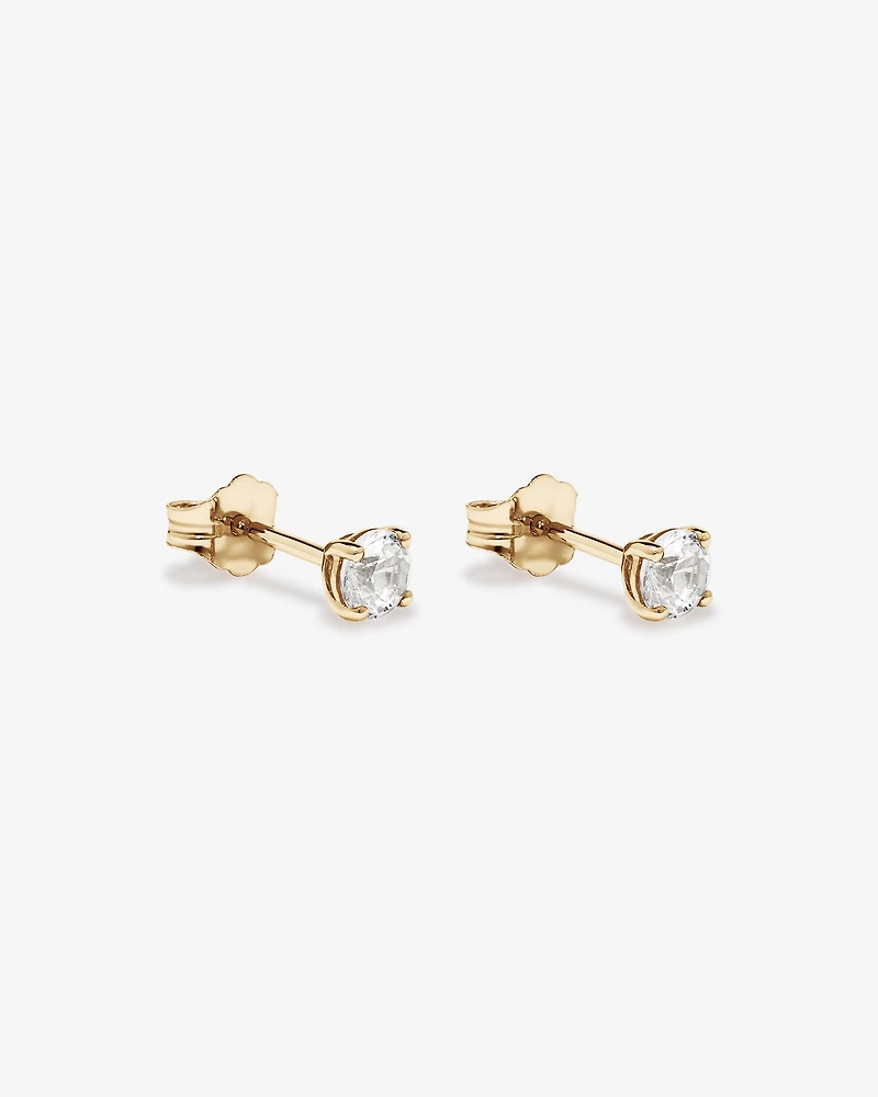 Stud Earrings with White Created Sapphire in 10kt Yellow Gold